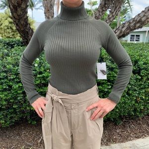 W by Worth green turtleneck sweater